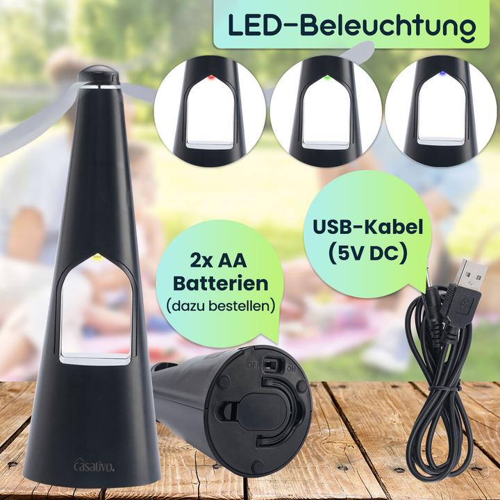 Actual product image Casativo 2er-Set 2-Flügel Insektenwedler mit LED-Beleuchtung, Batterie & USB