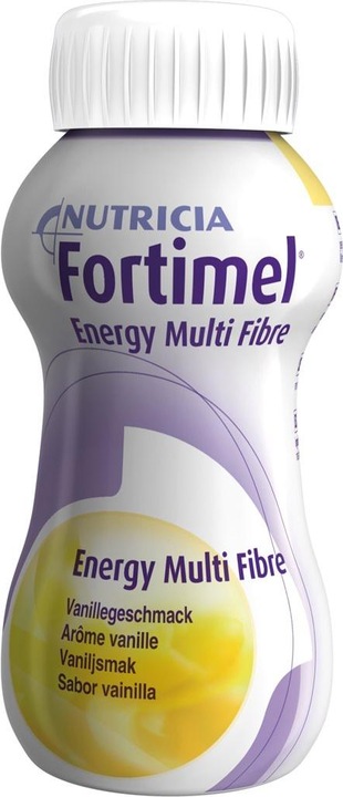Actual product image Fortimel Energy Multi Fibre Vanilla (4x200ml) (Vanilla, Strawberry, Chocolate, 4 pcs., 965 g)