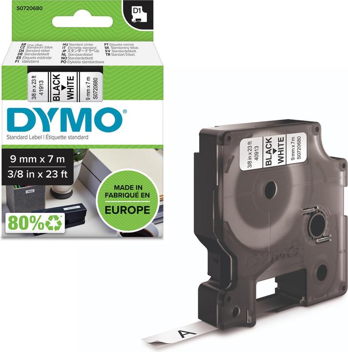 Actual product image Dymo S0720680 Standard Tape (0.90 cm, Black, White)