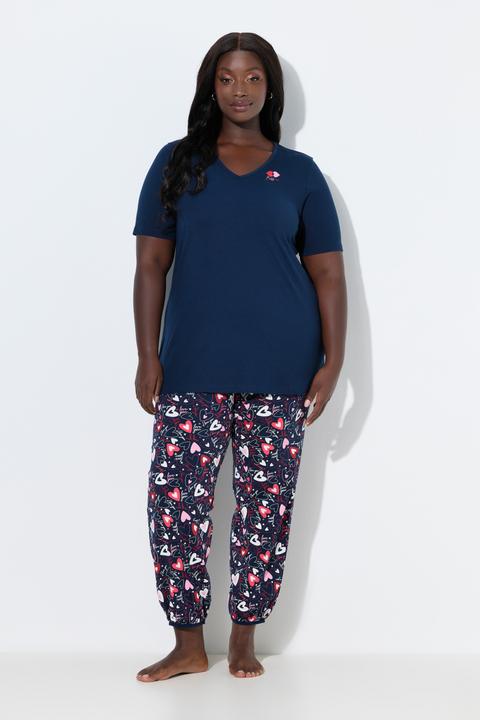 Produktbild Ulla Popken Pyjama, Herzen, V-Ausschnitt, Halbarm (54)