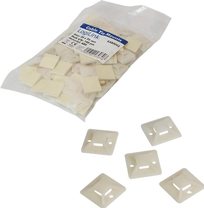 Image du produit LogiLink Supports pour attaches de câbles, autocollants, réceptacle pour attaches de câbles : (Boucles de fixation, 20 mm, 100 pcs)