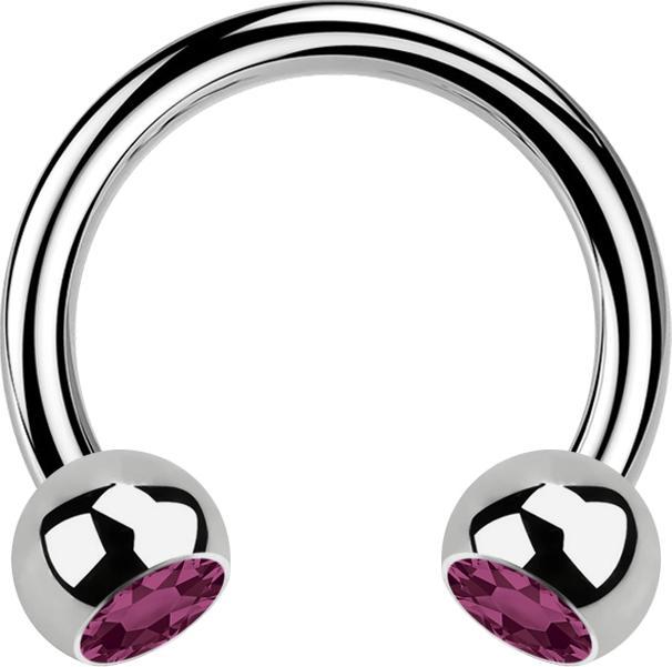 Image du produit Star Piercing Micro Circular Barbell silber mit zwei Kugeln Kristall violett (Titane)