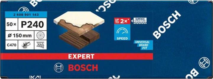 Actual product image Bosch Professional Zubehör Expert C470 Sandpaper multi-hole for random orbital sander, 150 mm, G 240, 50 pcs. (240)