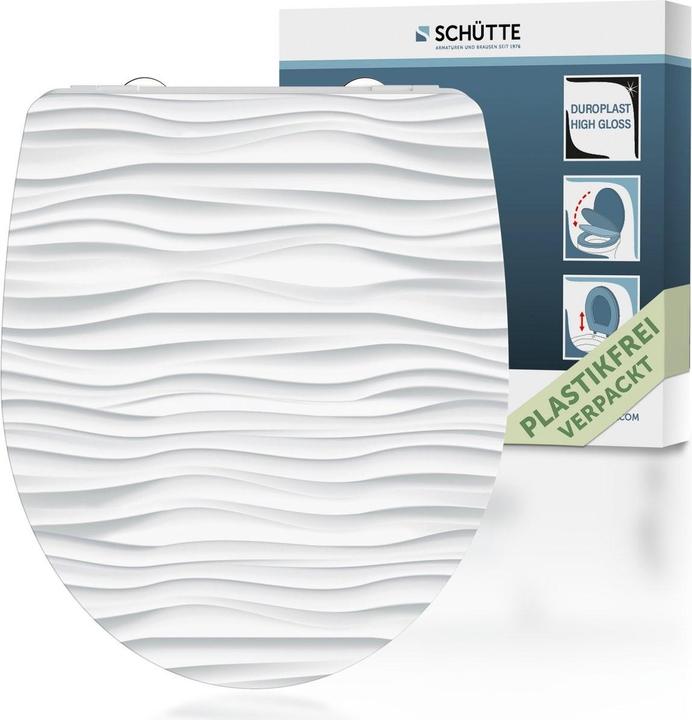 Produktbild Schütte WC Sitz Duroplast WC-Sitz WHITE WAVE Absenkautomatik Schnellverschluss Quick Release 82584 Wellen