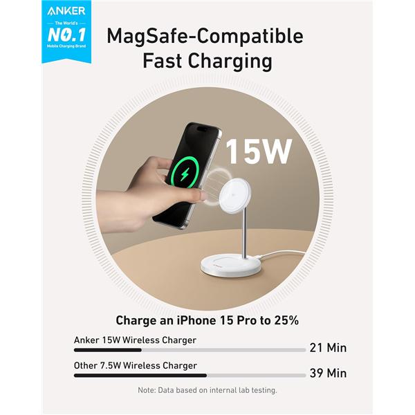 Actual product image Anker Wireless Charger 2-In-1 Stand White (40 W)