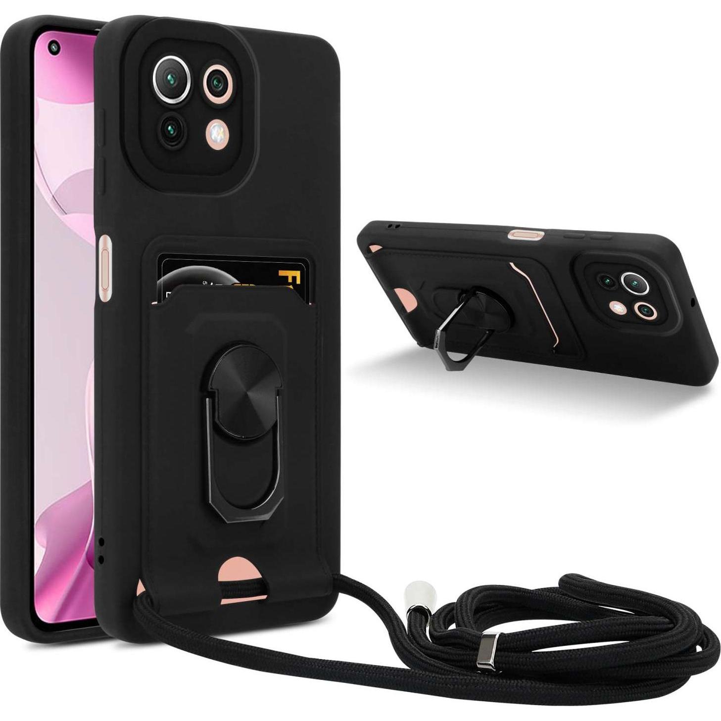 Cadorabo Handykette für Xiaomi Mi 11 LITE (4G / 5G) / 11 LITE NE mit Standfunktion, Handykette, Schwarz