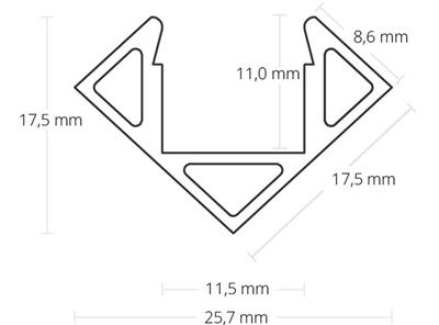 Produktbild Galaxy Profiles Eckprofil spitz LED-Breite 11mm, L2000mm, weiss