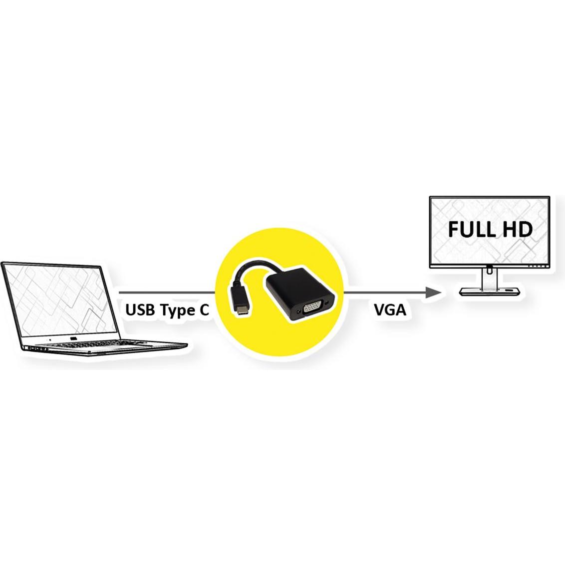Thumbnail - Value USB-C zu (VGA, 10 cm), Data + Video Adapter, Schwarz