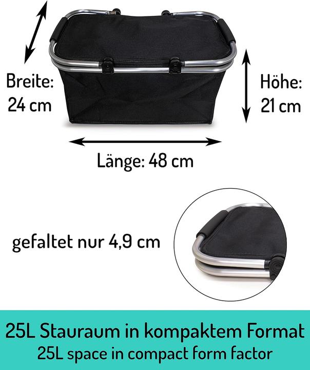 Actual product image e-Best Faltbarer Einkaufskorb 25L mit Deckel-Reissverschluss