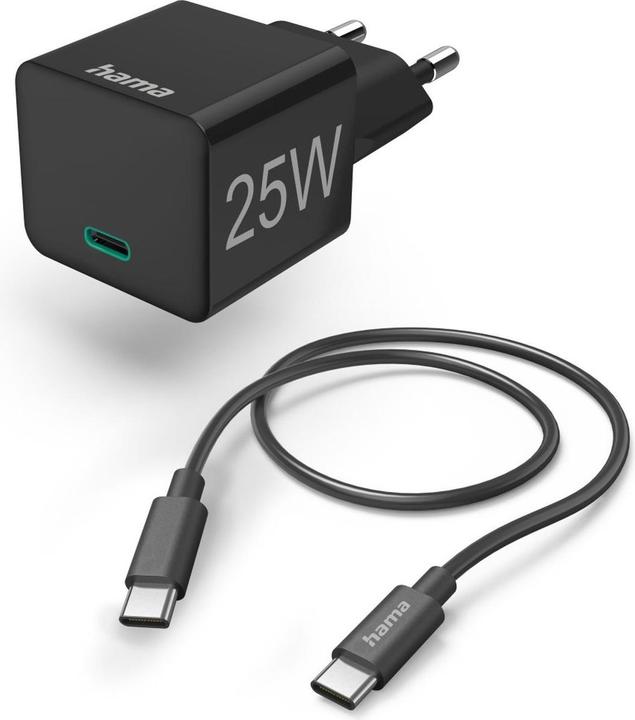Image du produit Hama Mini-chargeur, USB-C, 25 watts PD, noir (25 W, 1 portion)