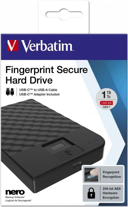 Produktbild Verbatim Fingerprint Secure 1TB USB 3.1 Gen 1 USB-C (1 TB)