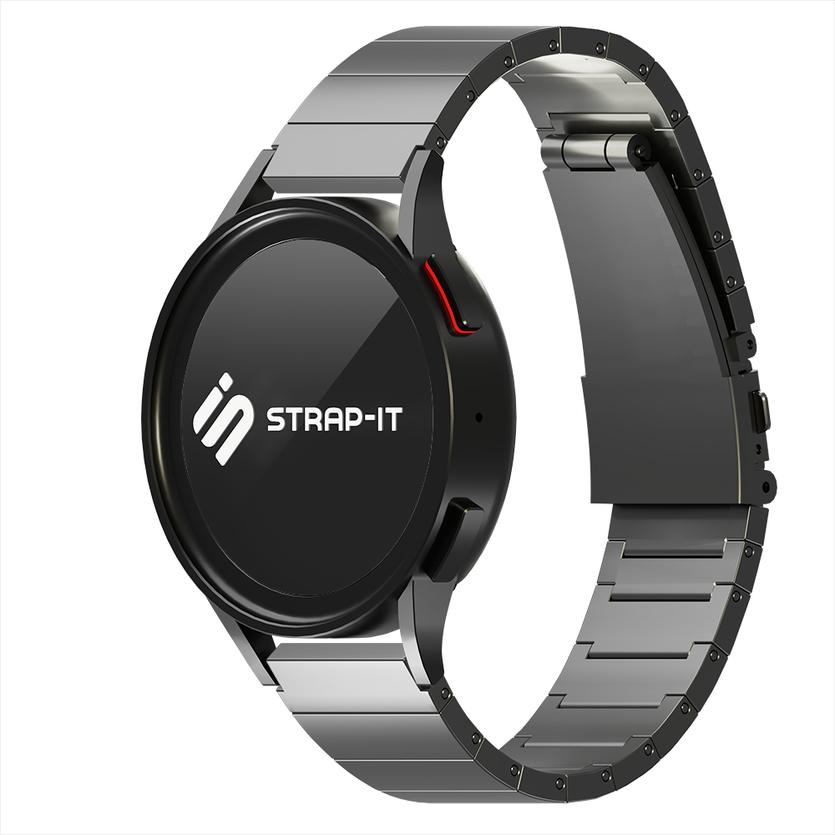 Strap-it Luxe titanium smartwatch bandje - geschikt voor Fossil Gen 5 / Gen 5e 44mm / Gen 6 44mm - donkergrij (Titan), U...