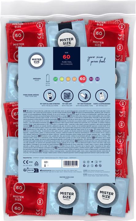 Produktbild Mister Size 60 mm Kondome, 100 Stück, Naturkautschuklatex, extra dünn, silikonbefeuchtet (100 Stk.)