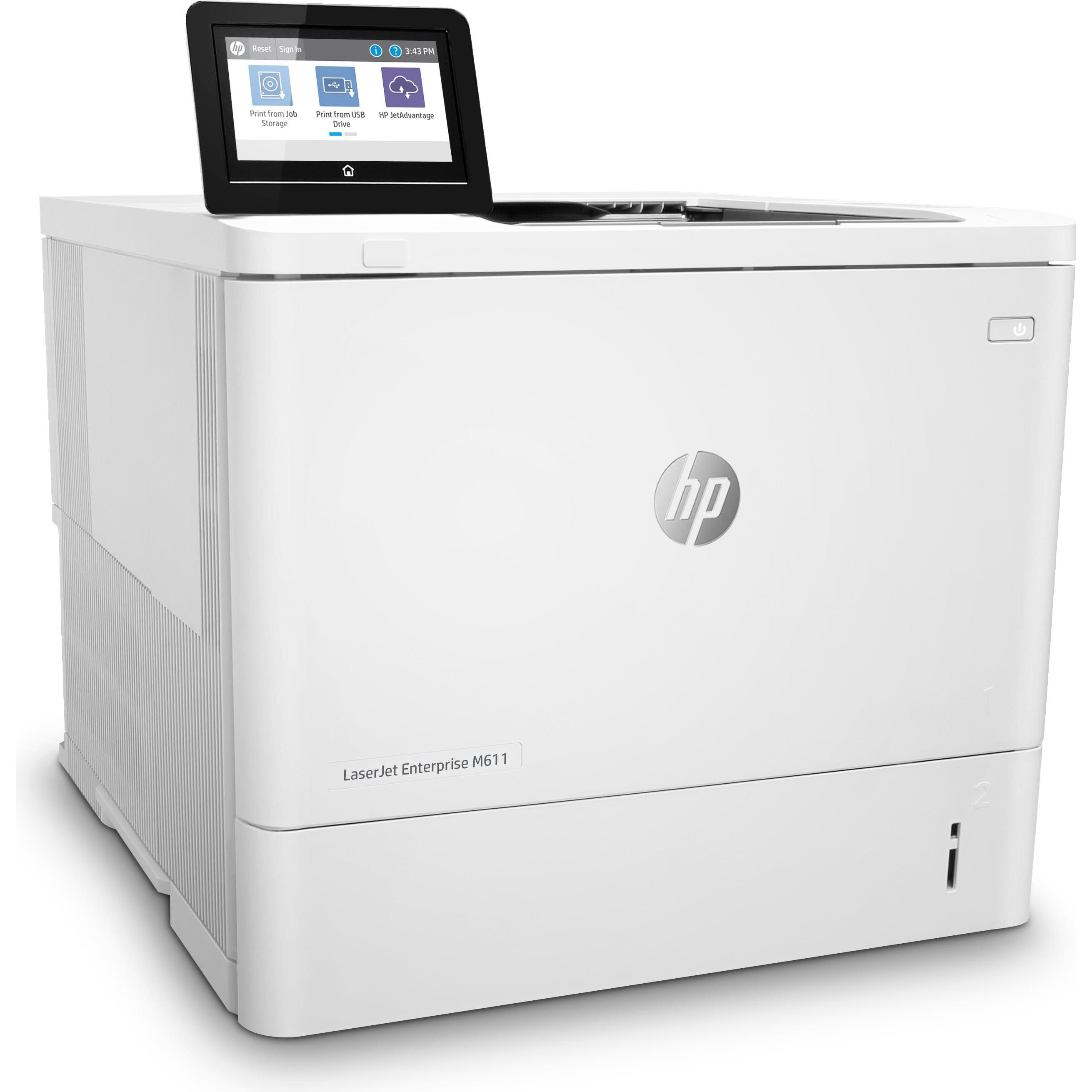 HP LaserJet Enterprise M611dn (Laser, Schwarz-Weiss), Drucker, Weiss, Schwarz