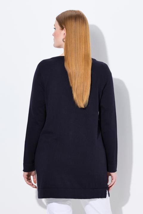 Produktbild Ulla Popken Long-Strickjacke, V-Ausschnitt, Langarm, Pima Cotton (58)