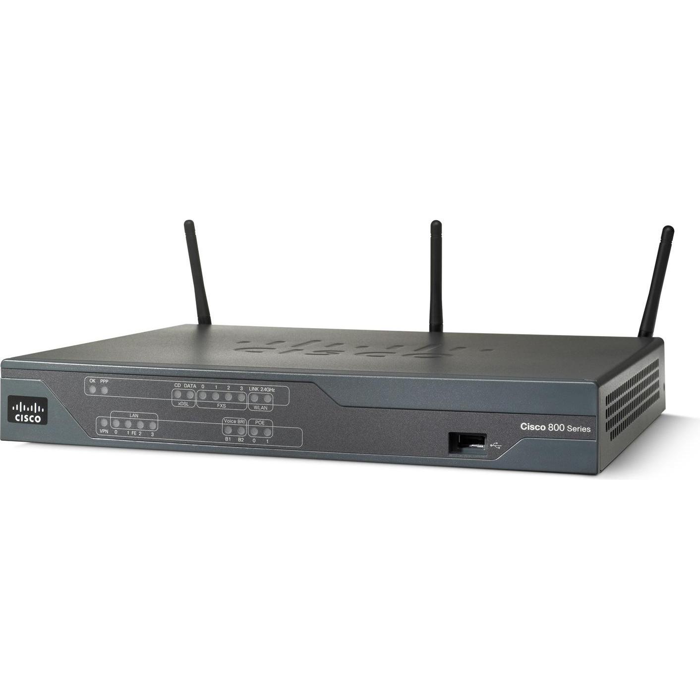 Cisco 881 ETH SEC ROUTER WITH, Router, Schwarz