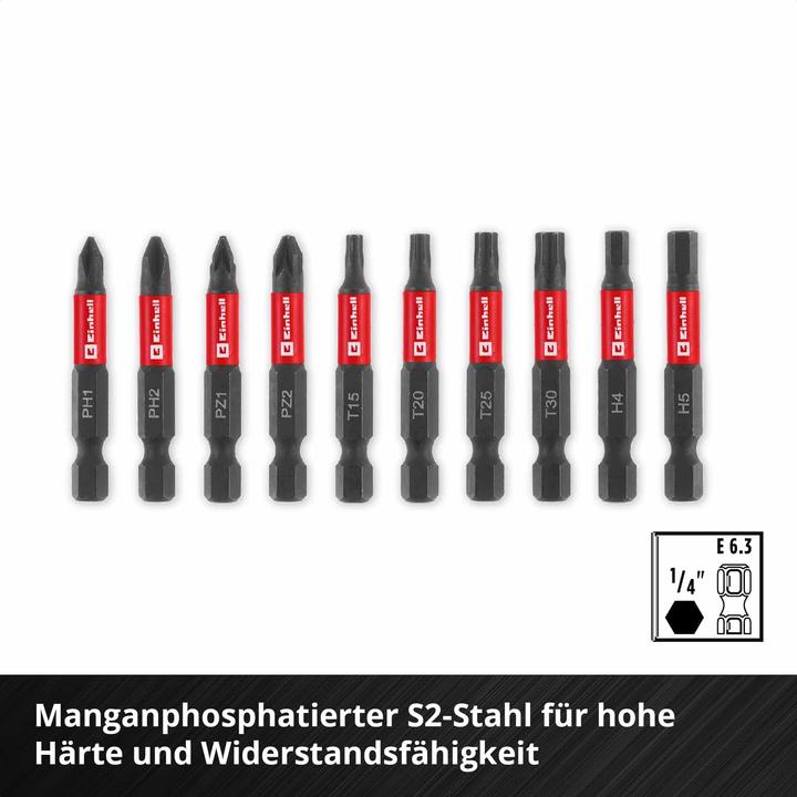 Actual product image Einhell Impact-Bit-Set, 118633, Karabiner, 10-teilig (50 mm)