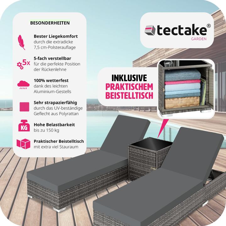 Immagine prodotto tectake 2x sedie a sdraio (184 cm)