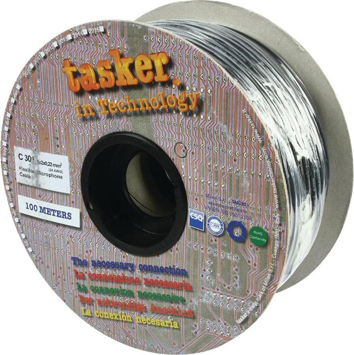 Produktbild Tasker C301-Black 100m 2 x 0.22 mm2 microfoonkabel, diameter 6 mm (100 m, 0.22 mm²)