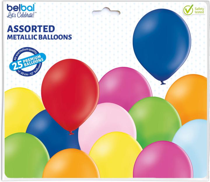 Image du produit Belbal 25 ballons ronds décoratifs Ø 33 cm METALLIQUE ASSORTIE (25 x)