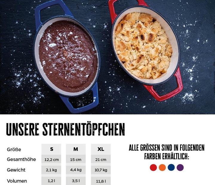 Produktbild Grillfürst Dutch Oven Sternentöpfchen / Gusseisen Bräter - emailliert - XL - blau