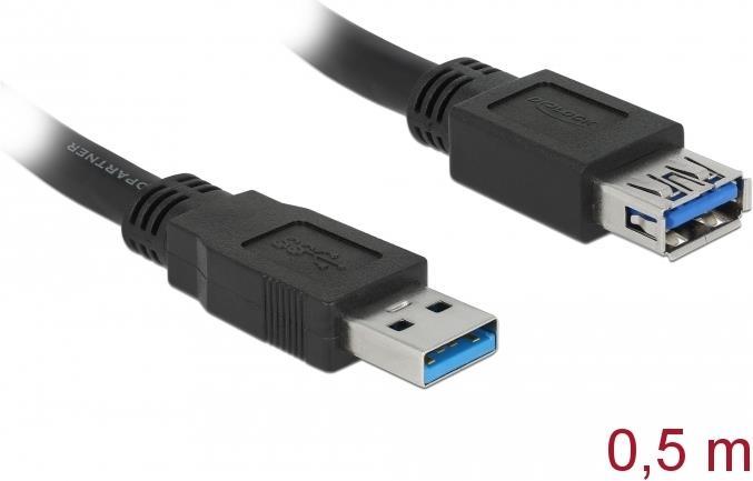 Produktbild Delock USB3.0 Verlängerungskabel, 50cm, A-A (0.50 m, USB 3.0, 4.50 W)