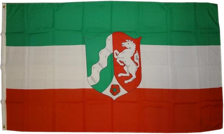 Produktbild trends4cents Flagge Nordrhein-Westfalen 90 x 150 cm Fahne mit 2 Ösen 100g/m² Stoffgewicht Hissen (90 x 150 cm)