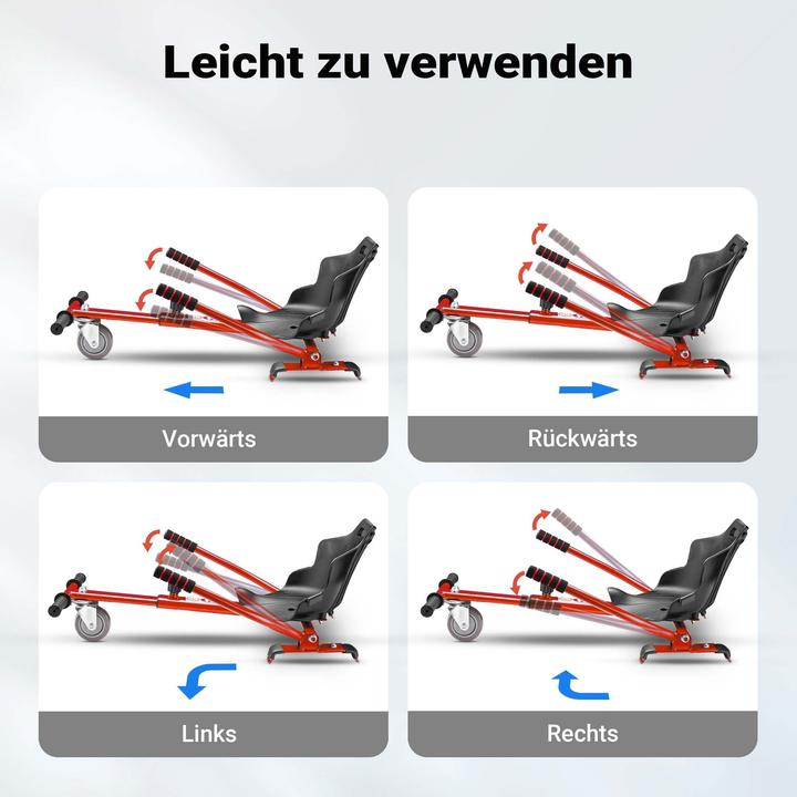 Actual product image Wiltec Self Balancing Board Seat in Red, Adjustable Seating for Electric Balance Scooter