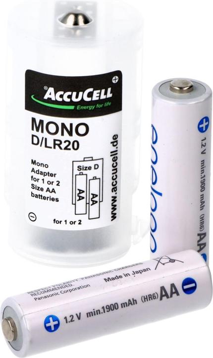 Produktbild Panasonic Adapter D, Mono, LR20 und eneloop Akku NiMH, Mignon, AA, HR06 (AA)
