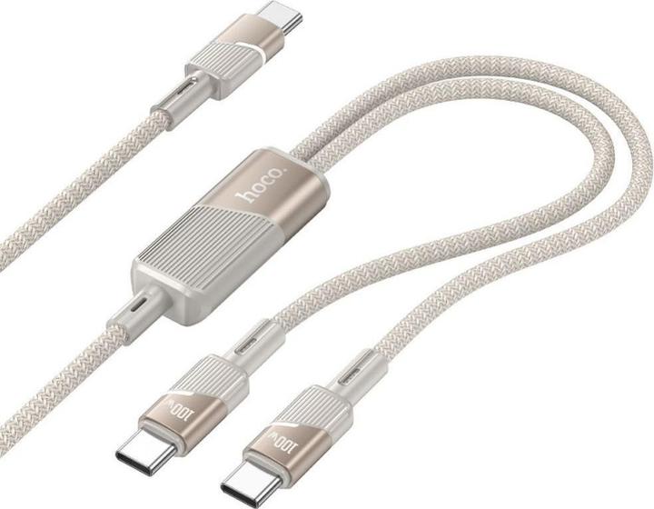 Actual product image Hoco Cable Cable 2in1 USB C to USB C / USB C 5A 100W 1,2 m U139 gold (1.20 m, 100 W)