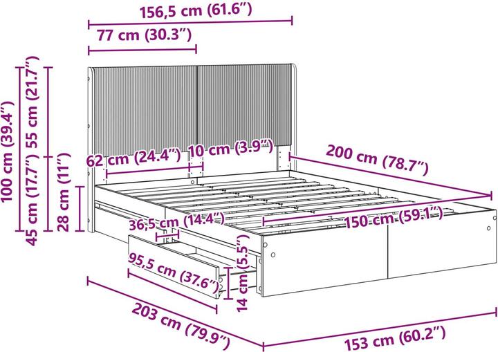 Produktbild vidaXL Bettrahmen (200 x 150 cm)