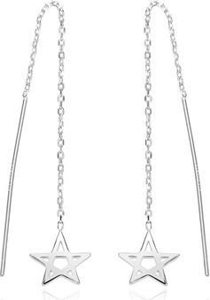 Actual product image Agato - Long silver earrings Stars AGT-E043V