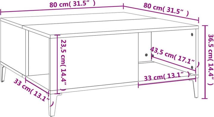 Image du produit vidaXL Couchtisch (80 x 80 x 36.50 cm)