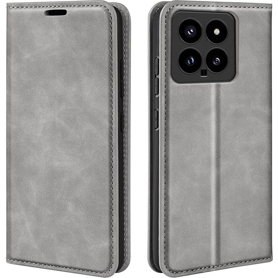 Cover-Discount Xiaomi 14 - Stand Flip Case Hülle grau (Xiaomi 14), Smartphone Hülle, Grau