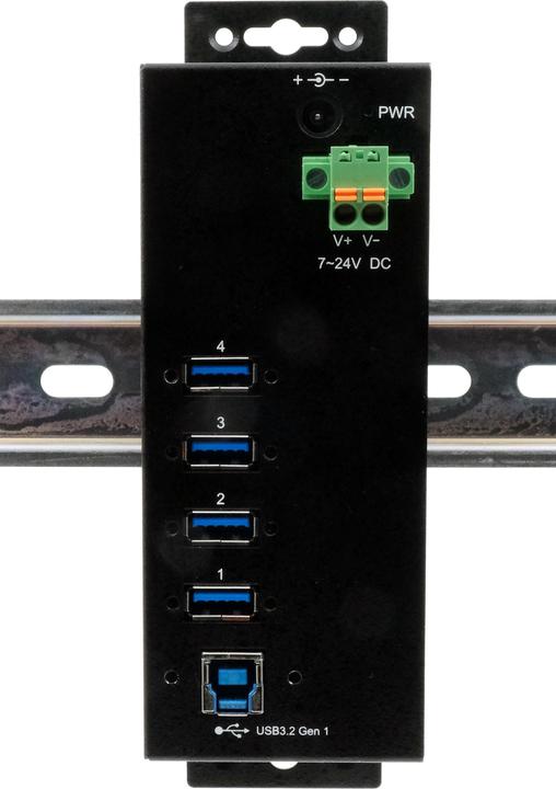 Actual product image Exsys GmbH Managed 4-Port USB 3.2 Gen 1 Metal HUB with 15KV ESD Surge Protection, A-Sockets, Supported (USB-B, 4 ports)