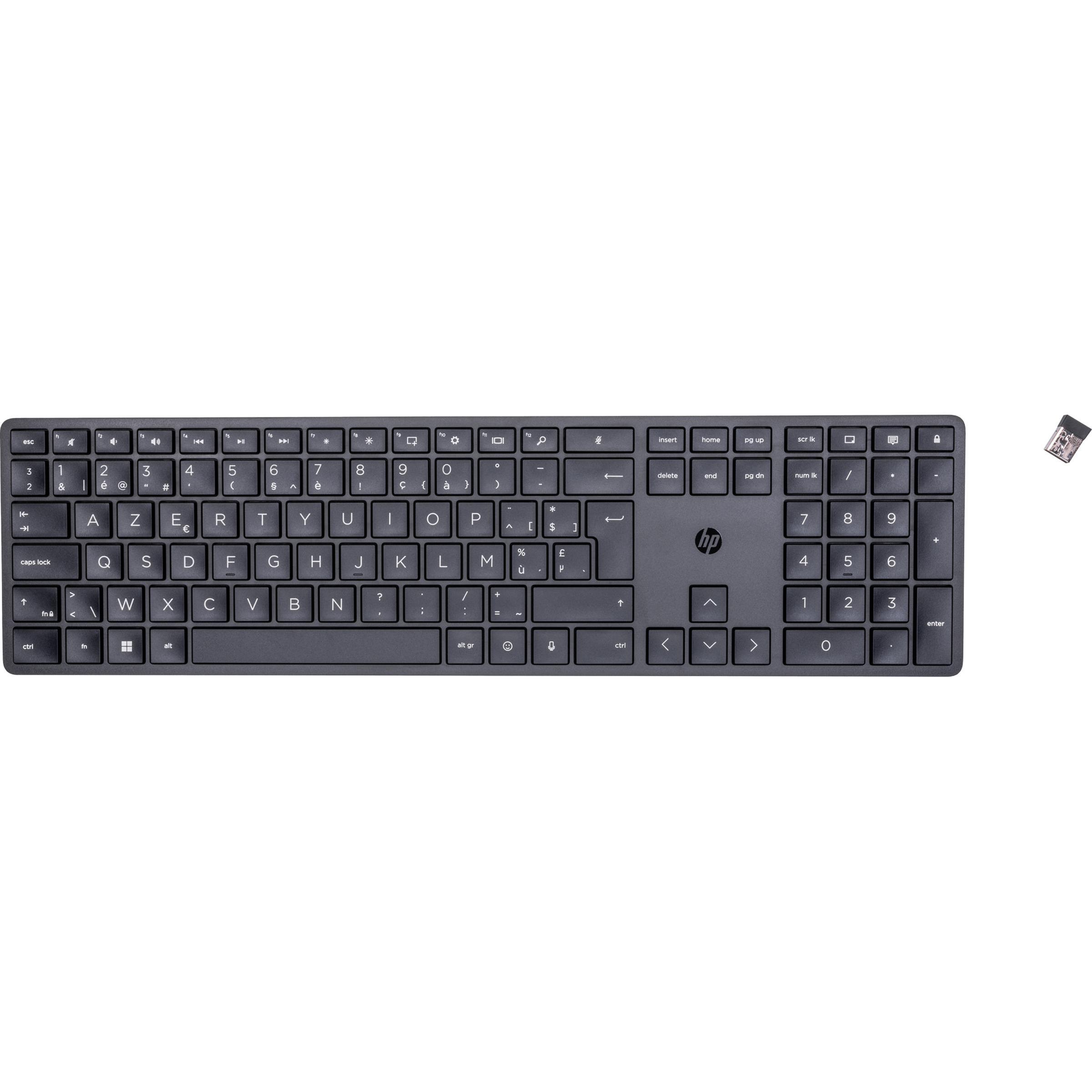 HP 450 Programmable Wireless Keyboard (Belgisch) (Ohne Tastaturlayout, Kabellos), Tastatur, Schwarz