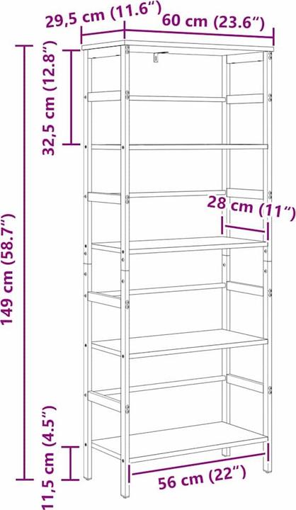 Immagine prodotto vidaXL Bücherregal (29.50 x 60 x 149 cm)