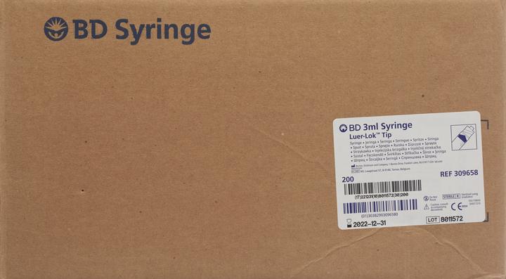 Actual product image DQB X BD PLASTIPAK Syringe 3ml 3-piece Luer-Lok centric, 200 pieces