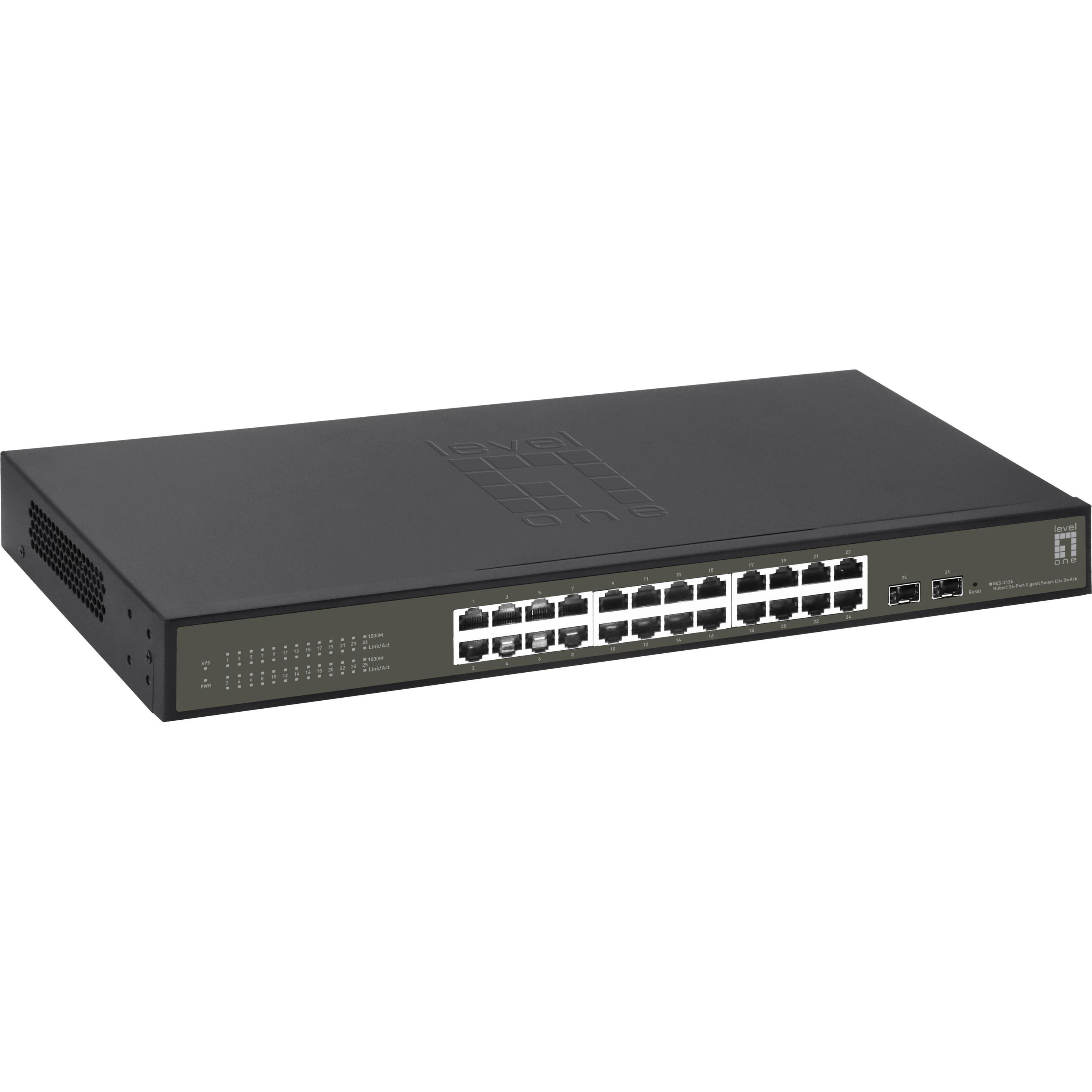 Thumbnail - LevelOne Switch 24x GE GES-2126 2xGSFP (24 Ports), Netzwerk Switch, Schwarz