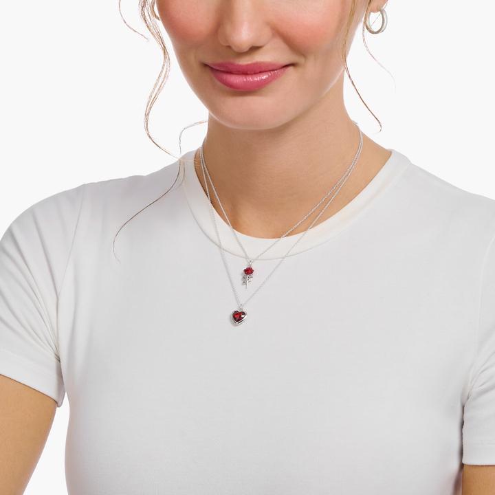 Immagine prodotto Thomas Sabo Collana con ciondolo a cuore in argento rosso scuro (Argento 925, 38 - 45 cm)
