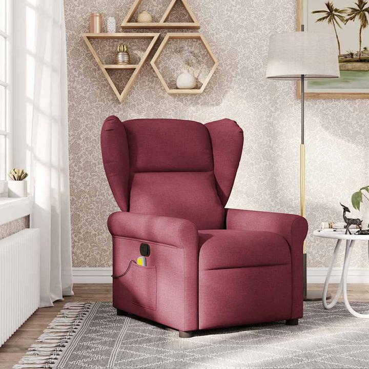 Actual product image vidaXL Massage armchair Wine red fabric Massage TV armchair