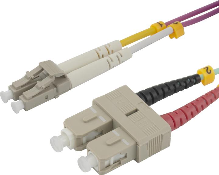 Actual product image Deltaco OM4 Fiber cable, LC - SC, duplex, multimode, 1,5m (1.50 m)