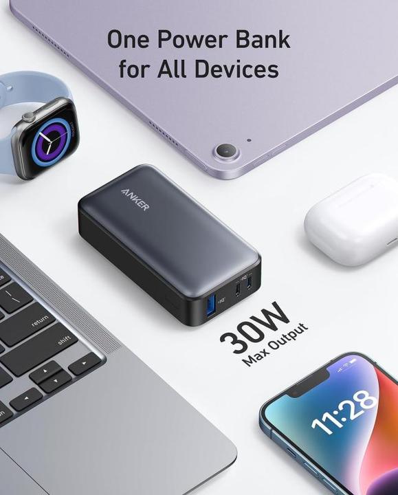 Actual product image Anker 533 PowerCore PowerBank 10000mAh 30W PD black (10000 mAh, 30 W, 37 Wh)