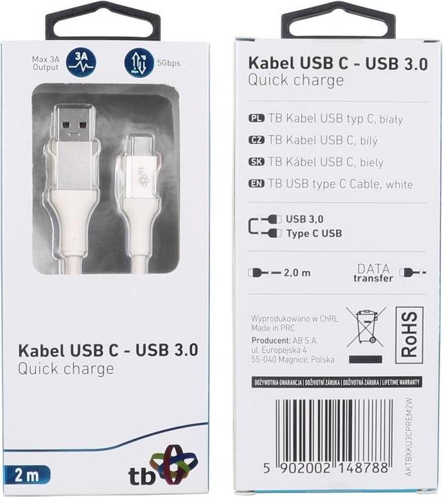 Immagine prodotto Lenovo Cavo USB 3.0 - USB C 2m PREMIUM 3A bianco TPE (2 m, USB 3.0)