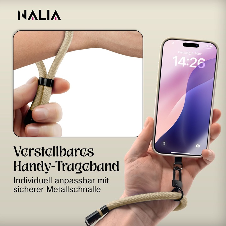 Produktbild Nalia Wristy Lanyard Handykette – Universal Trageband für Smartphones – Verstellbar, Soft & Elastisch