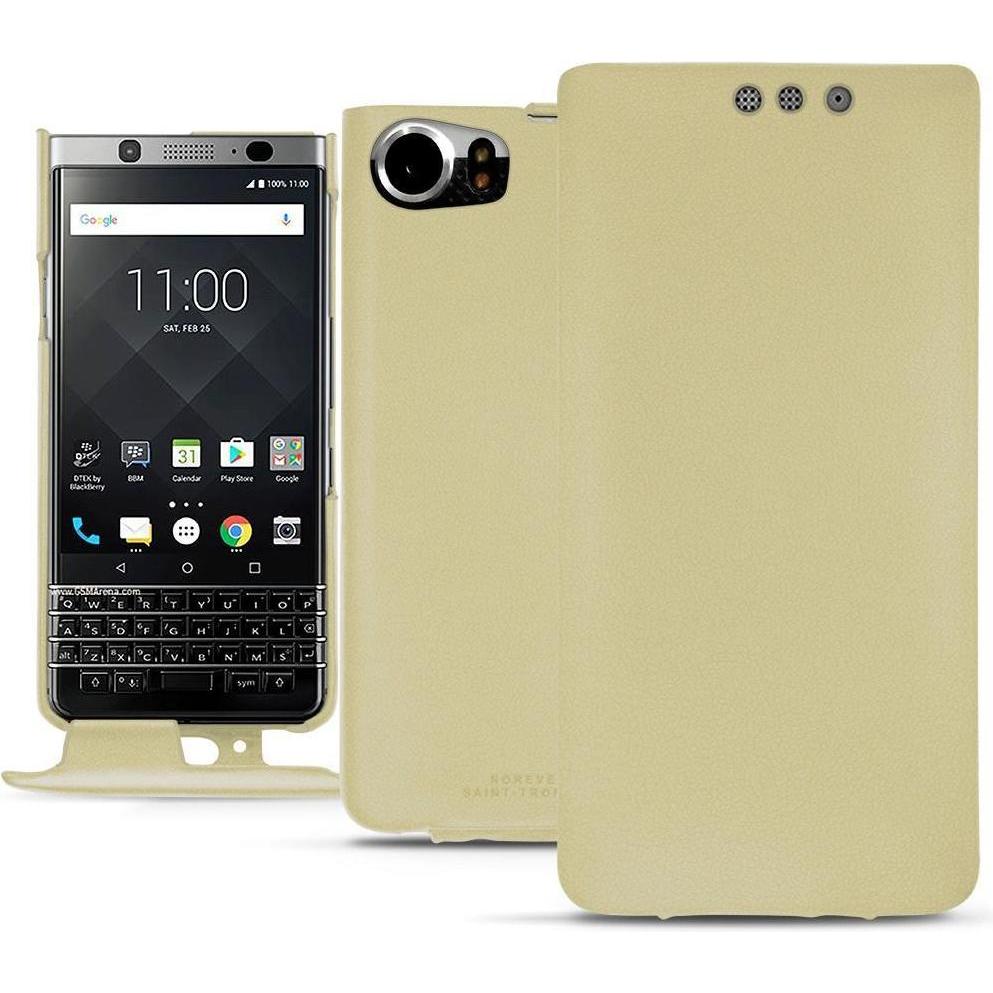 Noreve Lederschutzhülle vertikal (Blackberry KEYone), Smartphone Hülle, Beige