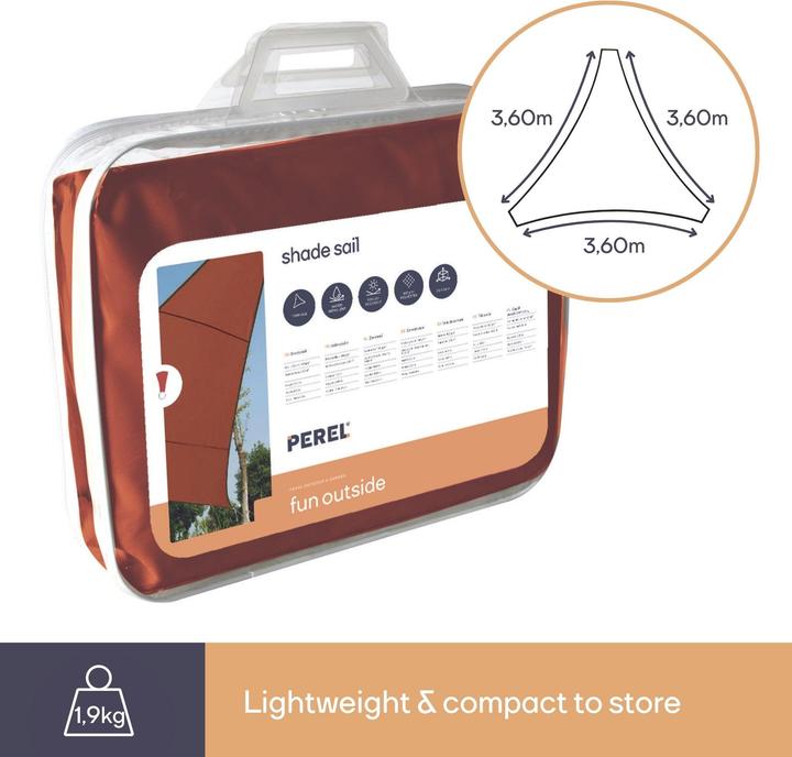 Image du produit Perel VOILE DE SOLEIL - TRIANGULAIRE - 5 x 5 m x 5 m - COULEUR : TERRACOTTA (500 x 500 cm)
