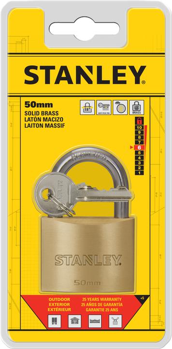 Actual product image Stanley Brass padlock 50mm