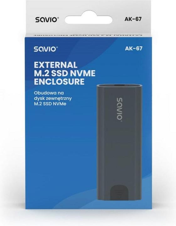 Actual product image Savio M.2 SSD NVMe external drive enclosure USB-C 3.1 AK-67 grey (M.2)