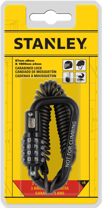 Actual product image Stanley Cable lock with carabiner 1800mm (180 cm)